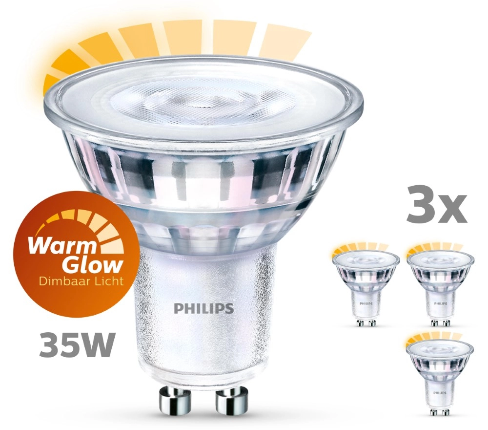 2,6W - GU10 - 2200-2700K - 230 lumen lot de 3 Philips 8718699776411