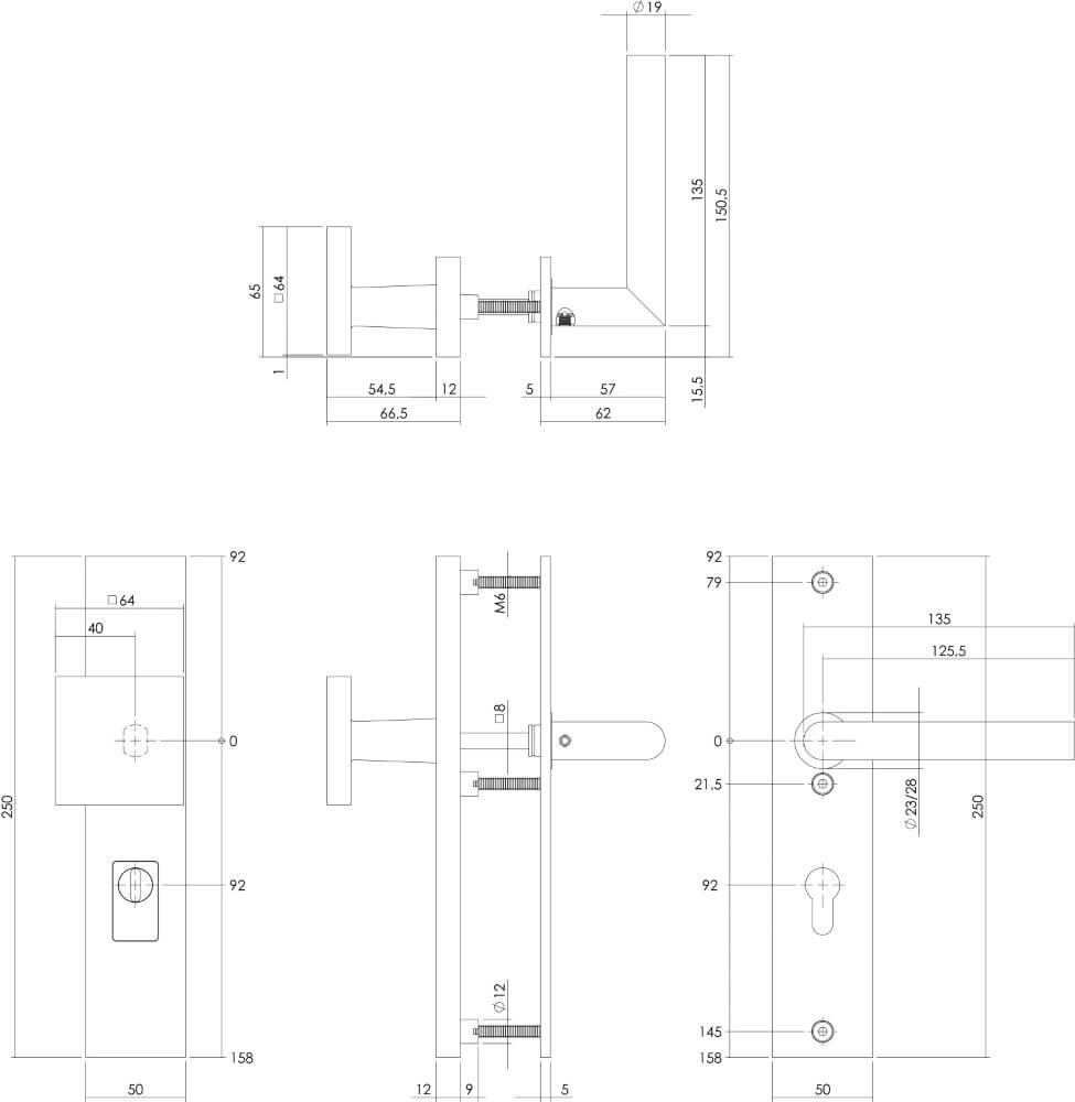 Ferrures de porte d’entrée Jura PC 92mm laiton culbuté Intersteel 8714186697658