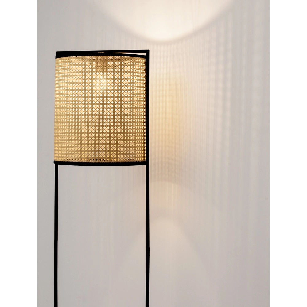 Lampadaire Erto noir et rotin Lyora 5212017455840