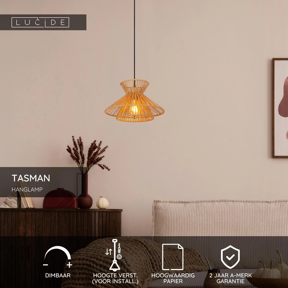 Lampe suspendue Tasman Rotin Lucide 5411212106001