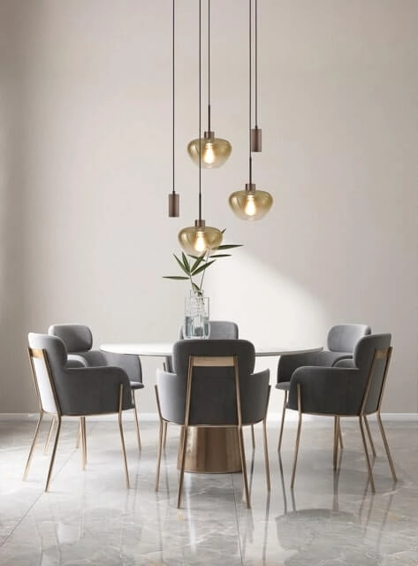 Suspension 5 lumières Genua marron avec 2x verre doré Ø 24cm et 2x pendentif Masterlight 8718121357140