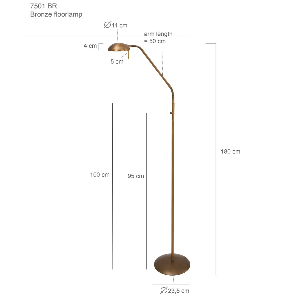 Lampadaire LED Mexlite 180cm - Brun bronze 2700K Steinhauer 8712746096361