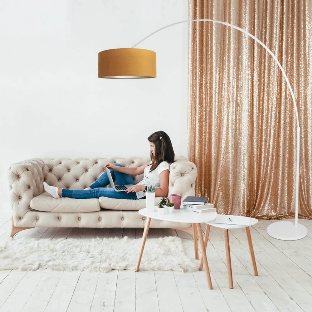 Lampe à arc moderne Sparkled avec abat-jour en velours Steinhauer 8712746152364