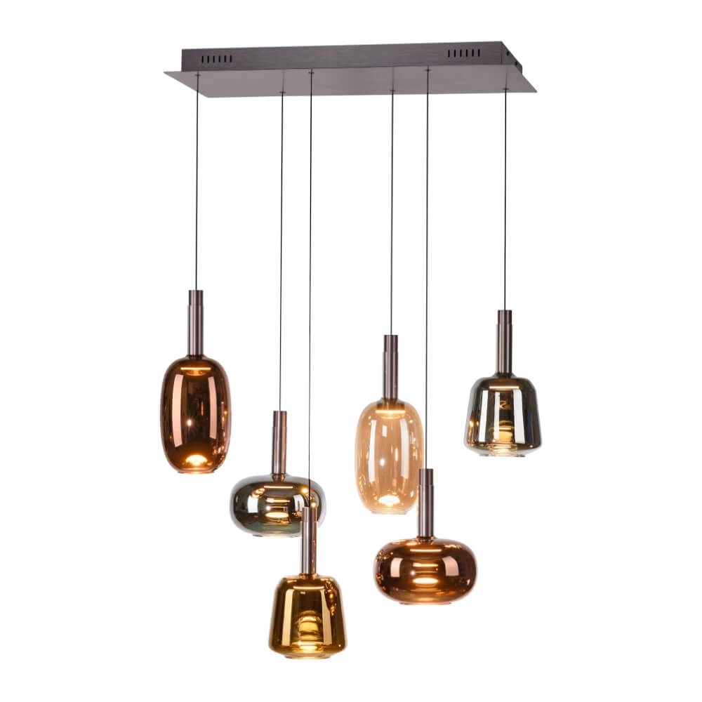 Lampe suspendue joyeuse Irides 6 lumières droites