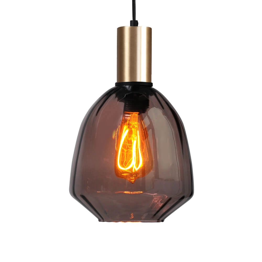Lampe suspendue dorée Porto avec verre rouge Nicolette - Ø 20cm