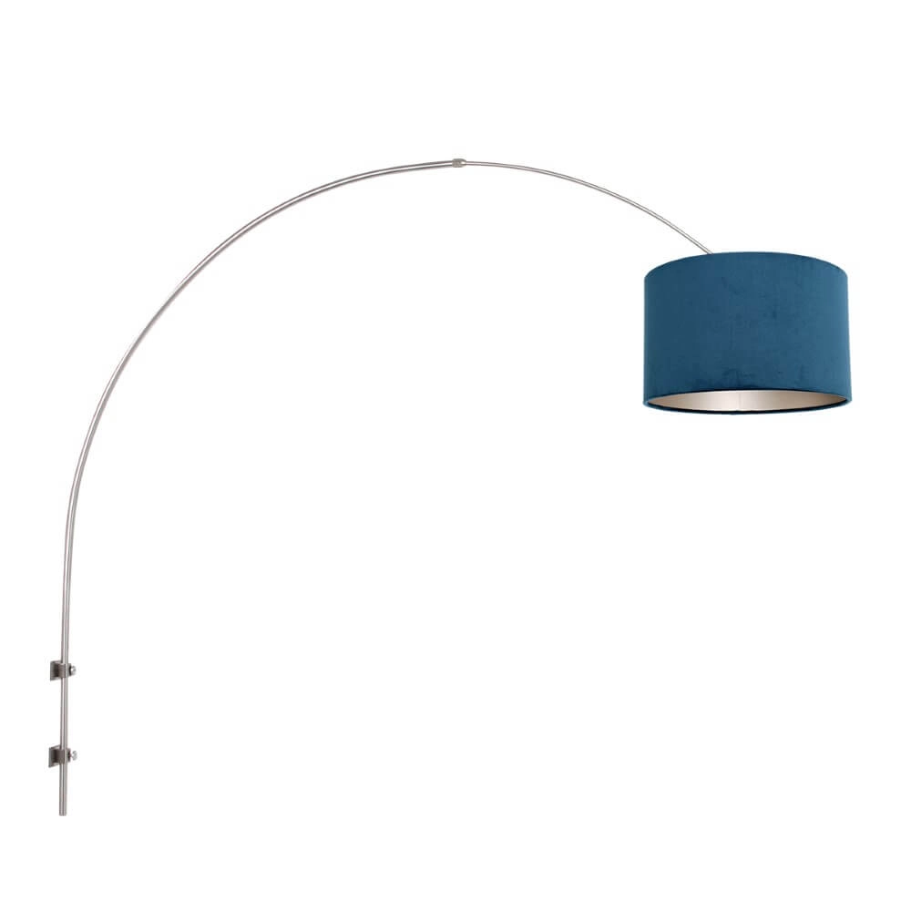 Lampe à arc murale Sparkled Acier inoxydable avec bleu Lampe à arc murale Sparkled Acier inoxydable avec bleu