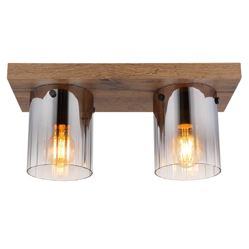 Lampe de plafond Underwood Bois à deux lumières Globo 9007371481033
