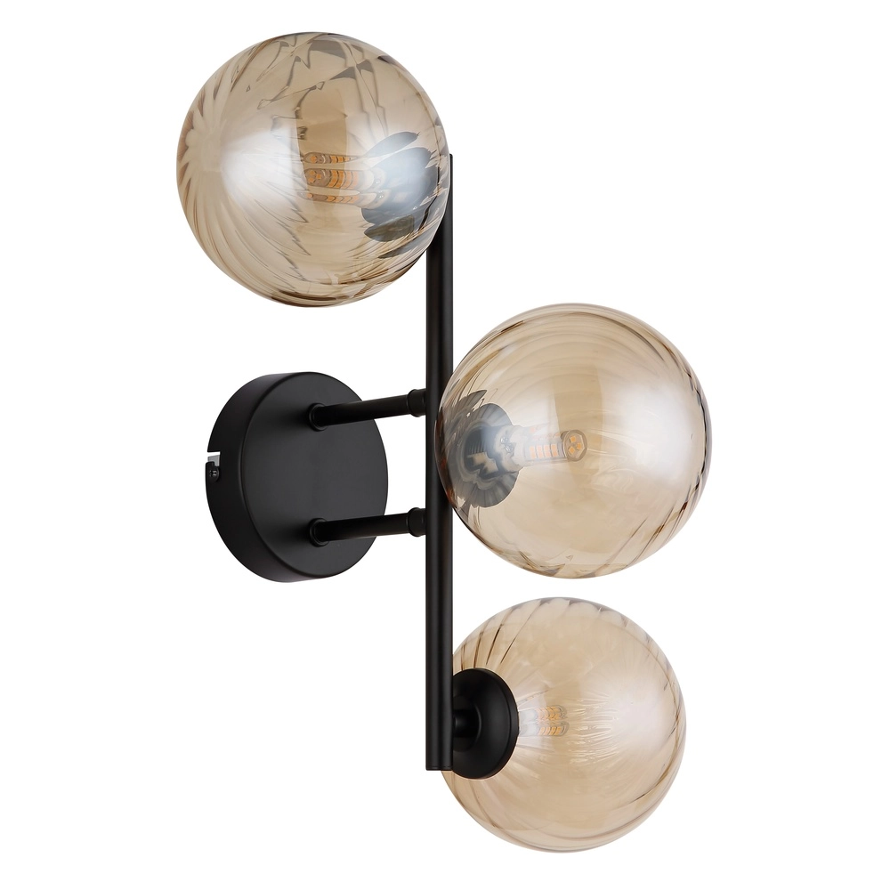 Lampe murale noire Conor avec verre ambré Globo 9007371515189