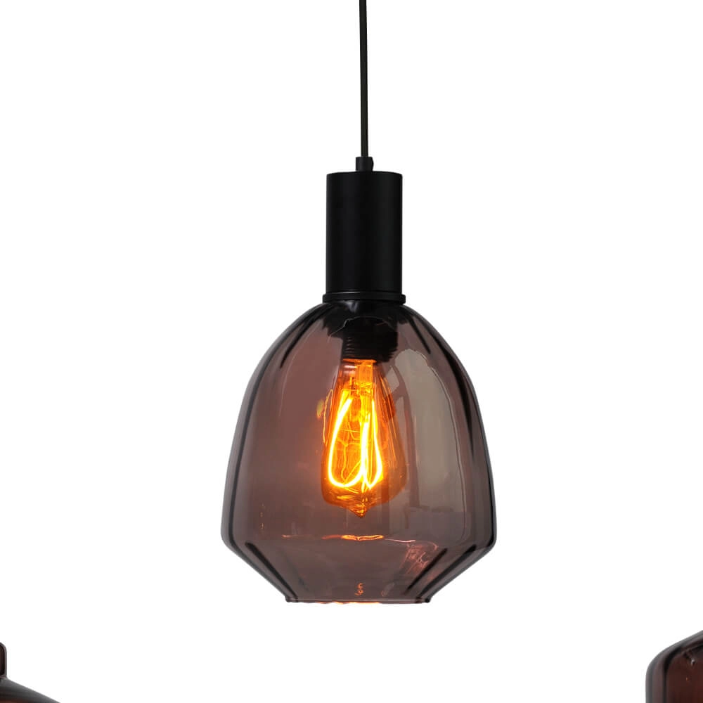 Lampe suspendue 5 lumières - noire - Porto avec des lunettes différentes Masterlight 8718121270388