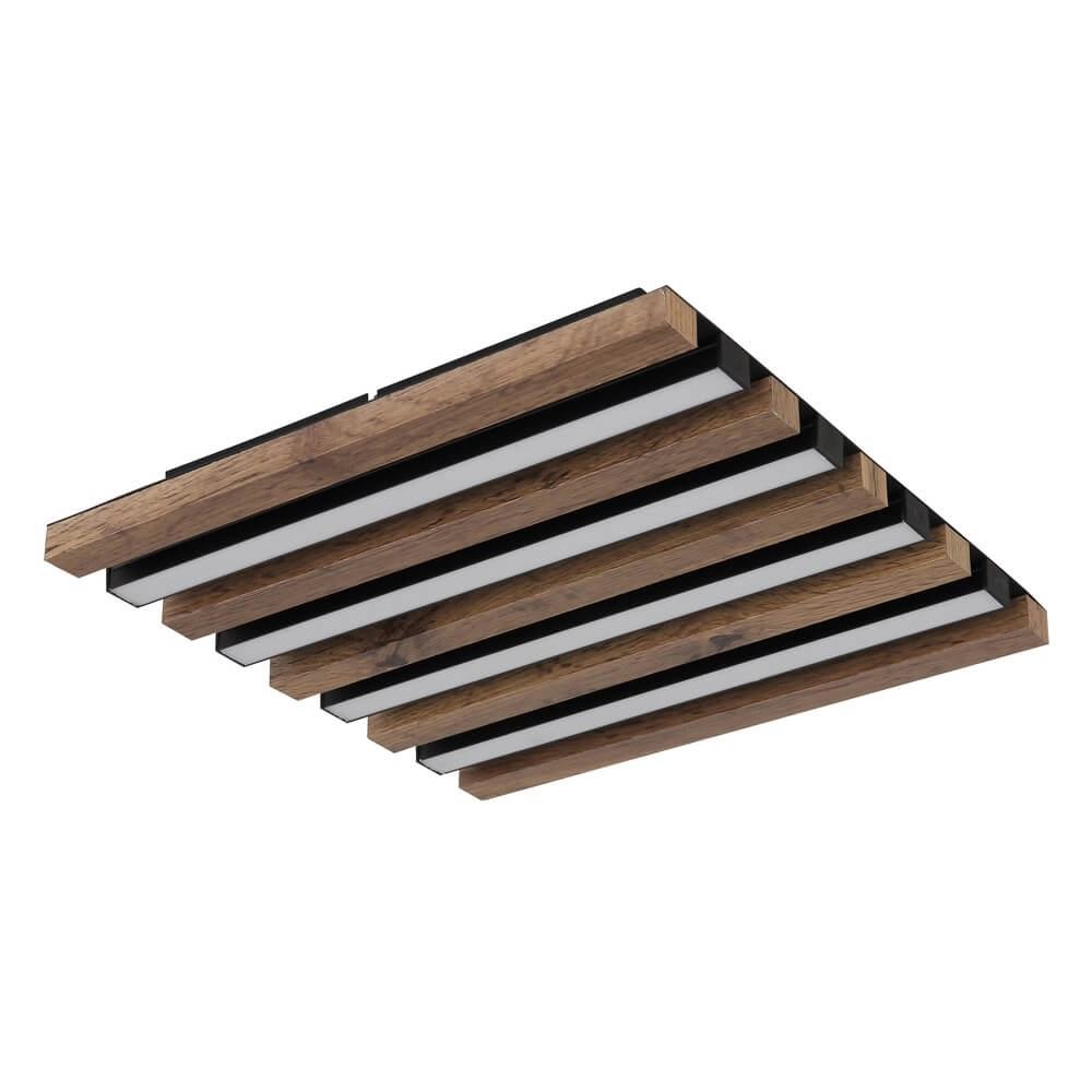 Plafonnier Hayden noir avec carré de bois 30cm Globo 9007371507641