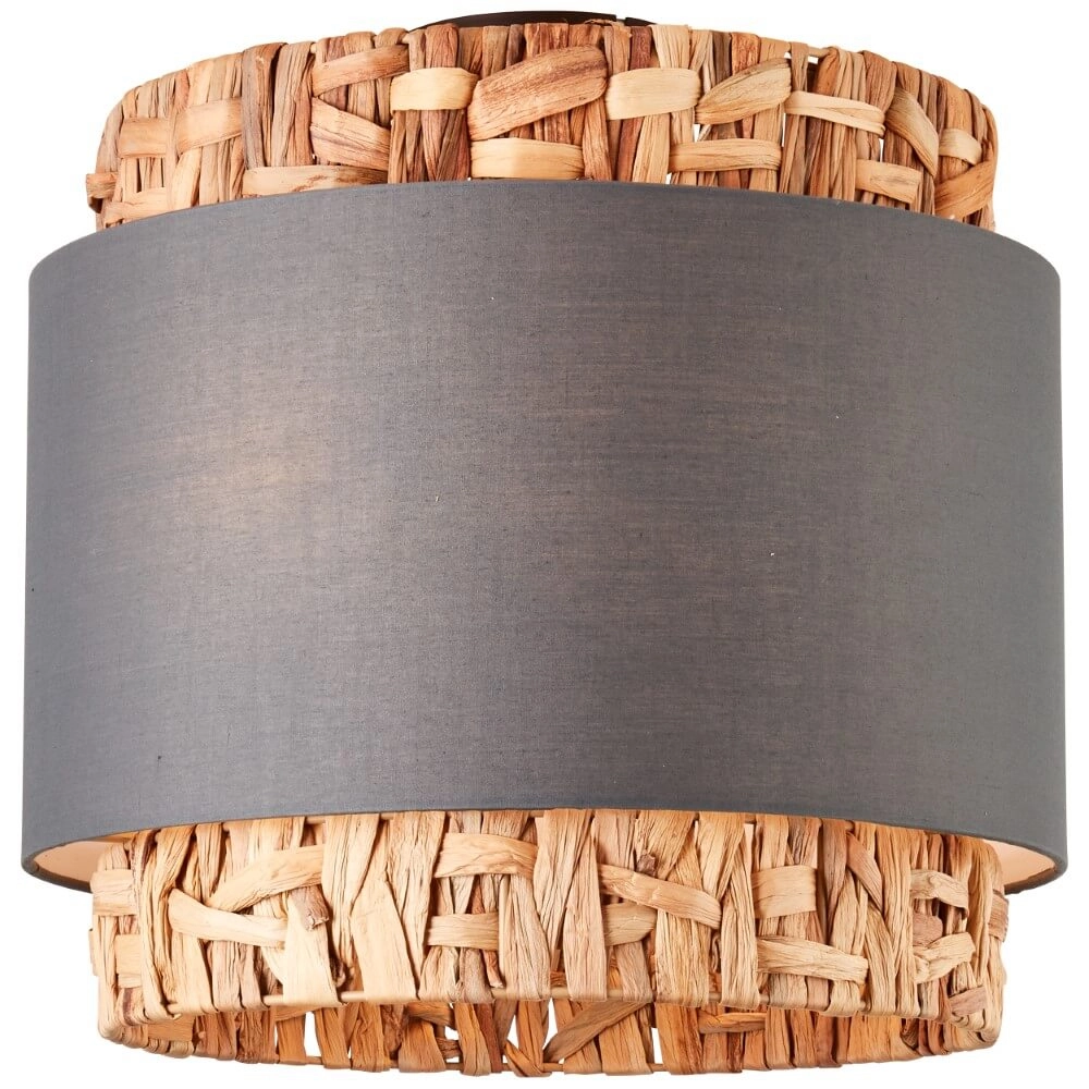 Plafonnier Waterlilly rotin avec tissu gris Plafonnier Waterlilly rotin avec tissu gris