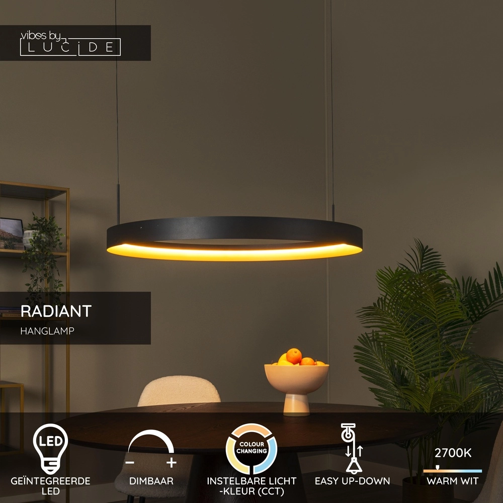 Lampe pendante de conception Radiant noir Ø 80cm Lucide Vibes 5411212461131