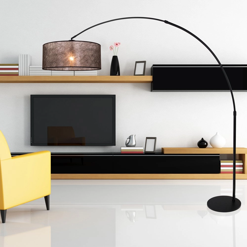 Lampe à arc Stresa noir avec abat-jour sizoflor Steinhauer 8712746106671