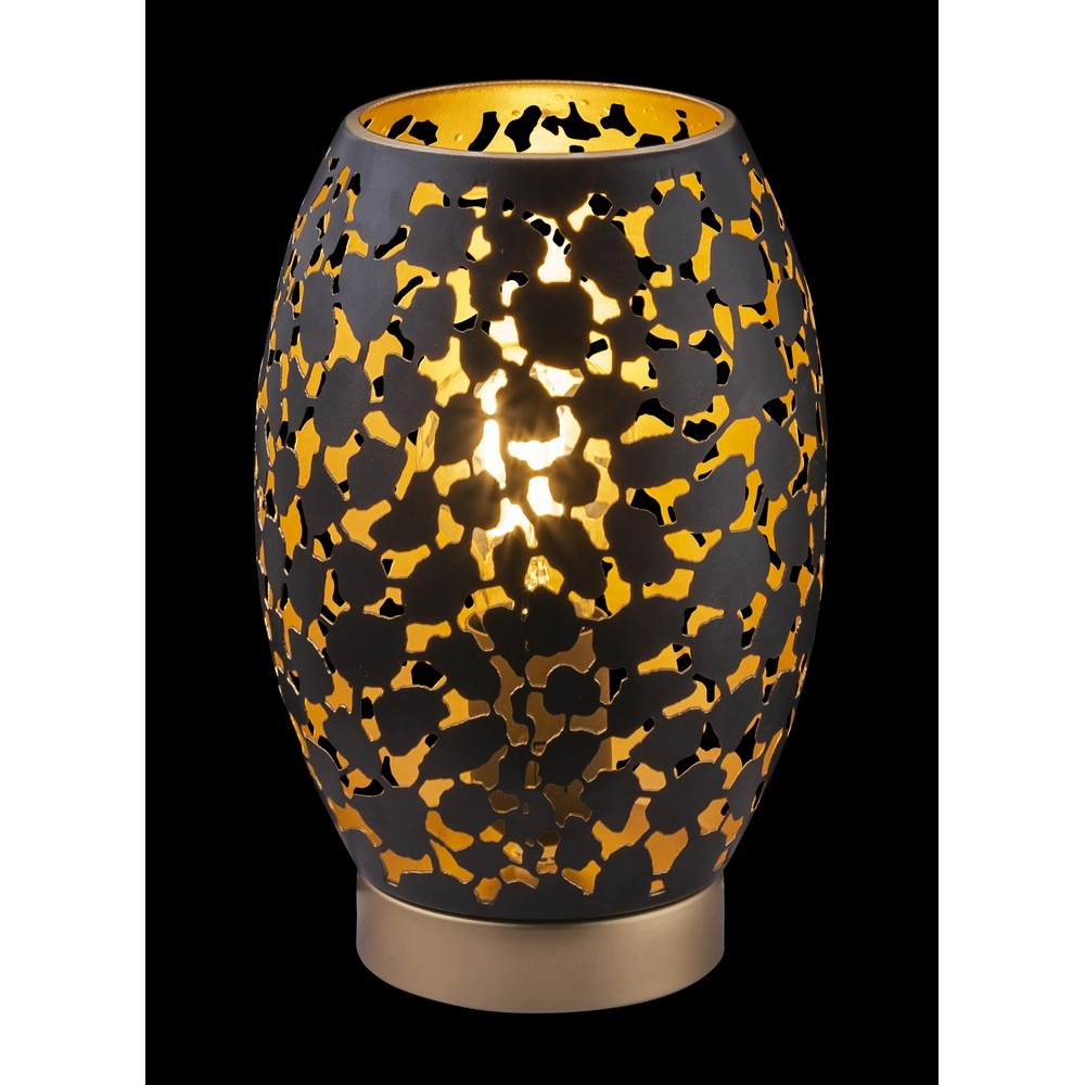 Lampe de table Narri noir avec or - trous grossiers Globo 9007371378555