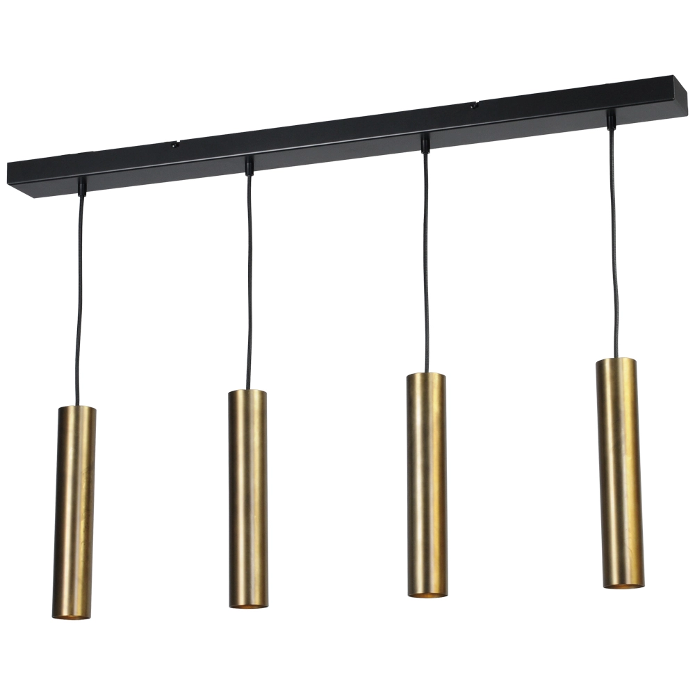 Lampe suspendue noire pour salle à manger Run Cylindre 4 lumières doré Lampe suspendue noire pour salle à manger Run Cylindre 4 lumières doré