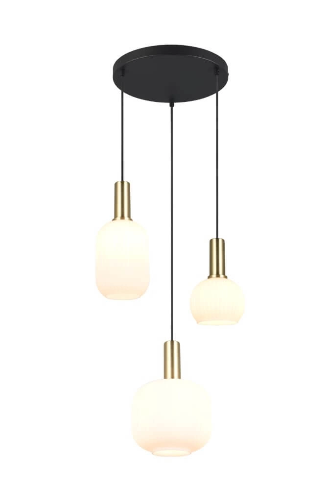 Lampe suspendue pour salle à manger Diva 3 lumières - verre blanc Trio 4017807614503