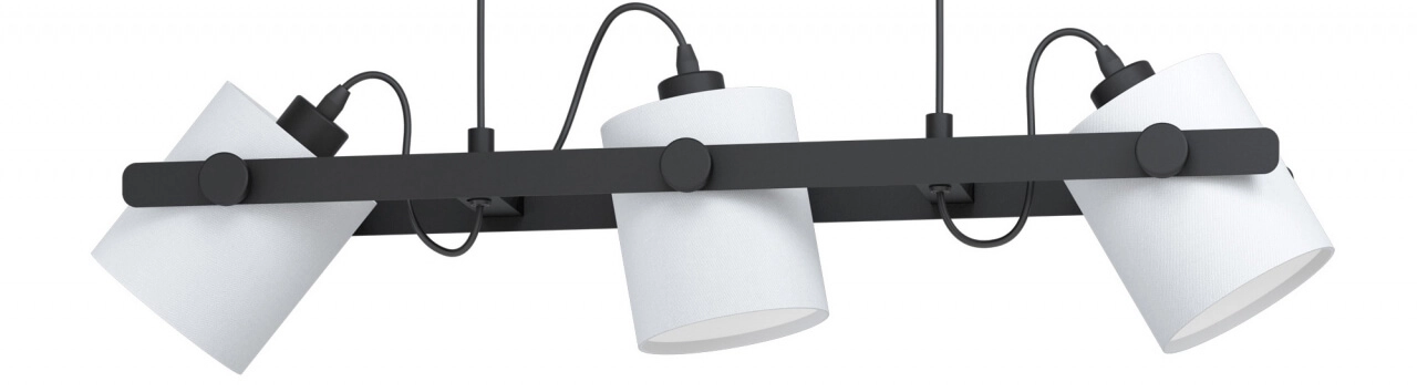 Lampe suspendue salle à manger Hornwood 1 3 lumières noir avec blanc Eglo 9002759434267