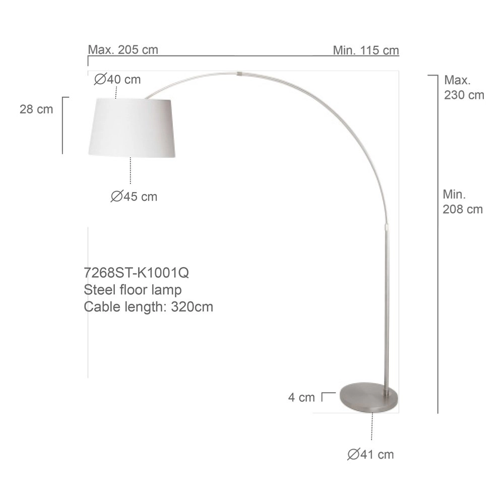 Lampe à arc Gramineus avec capuche Steinhauer 8712746092851