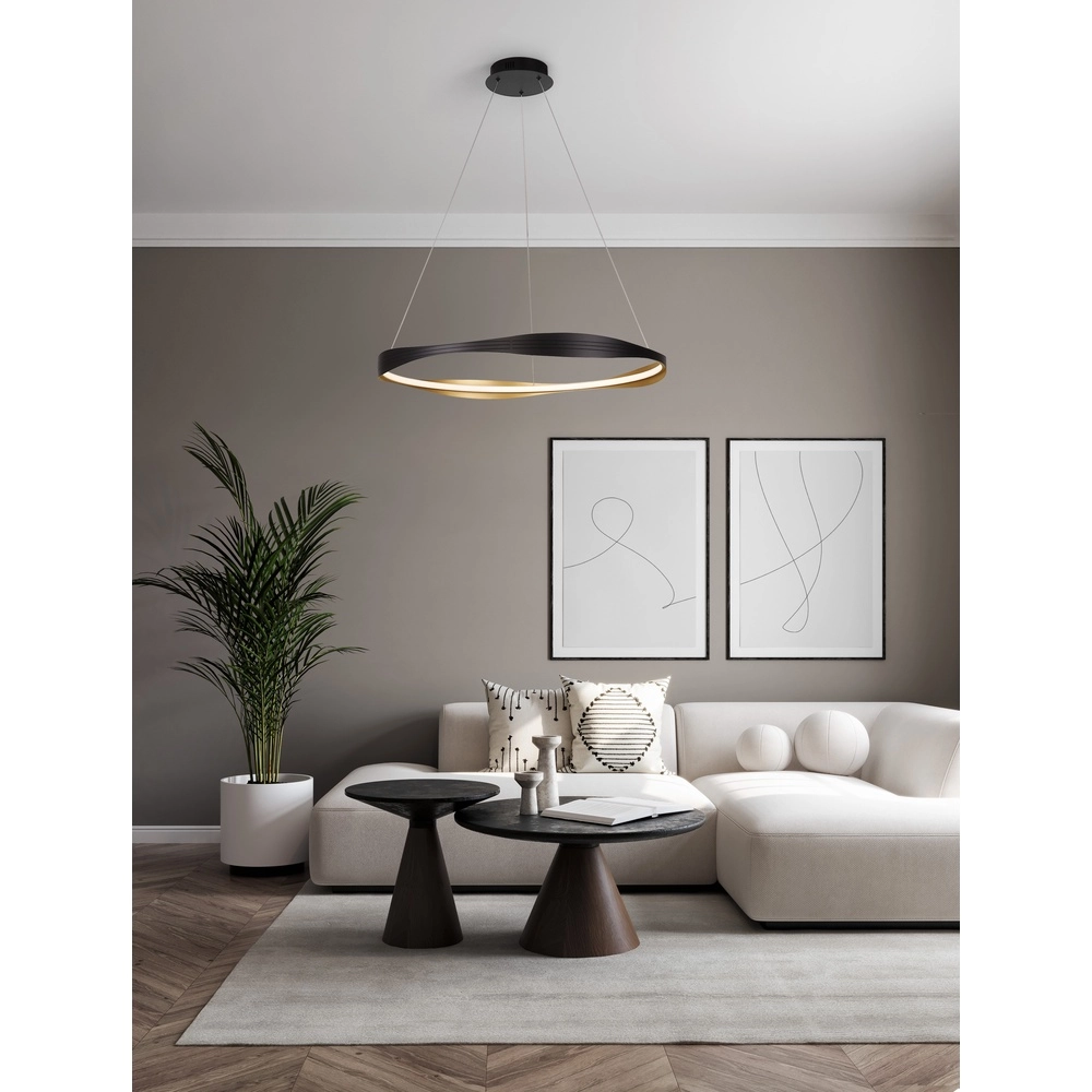 Suspension design Dobi Ø 80cm noir avec or Lyora 5212017450043