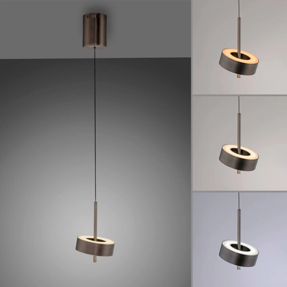 Lampe suspendue Q-Rotate marron moderne Paul Neuhaus 4012248383131