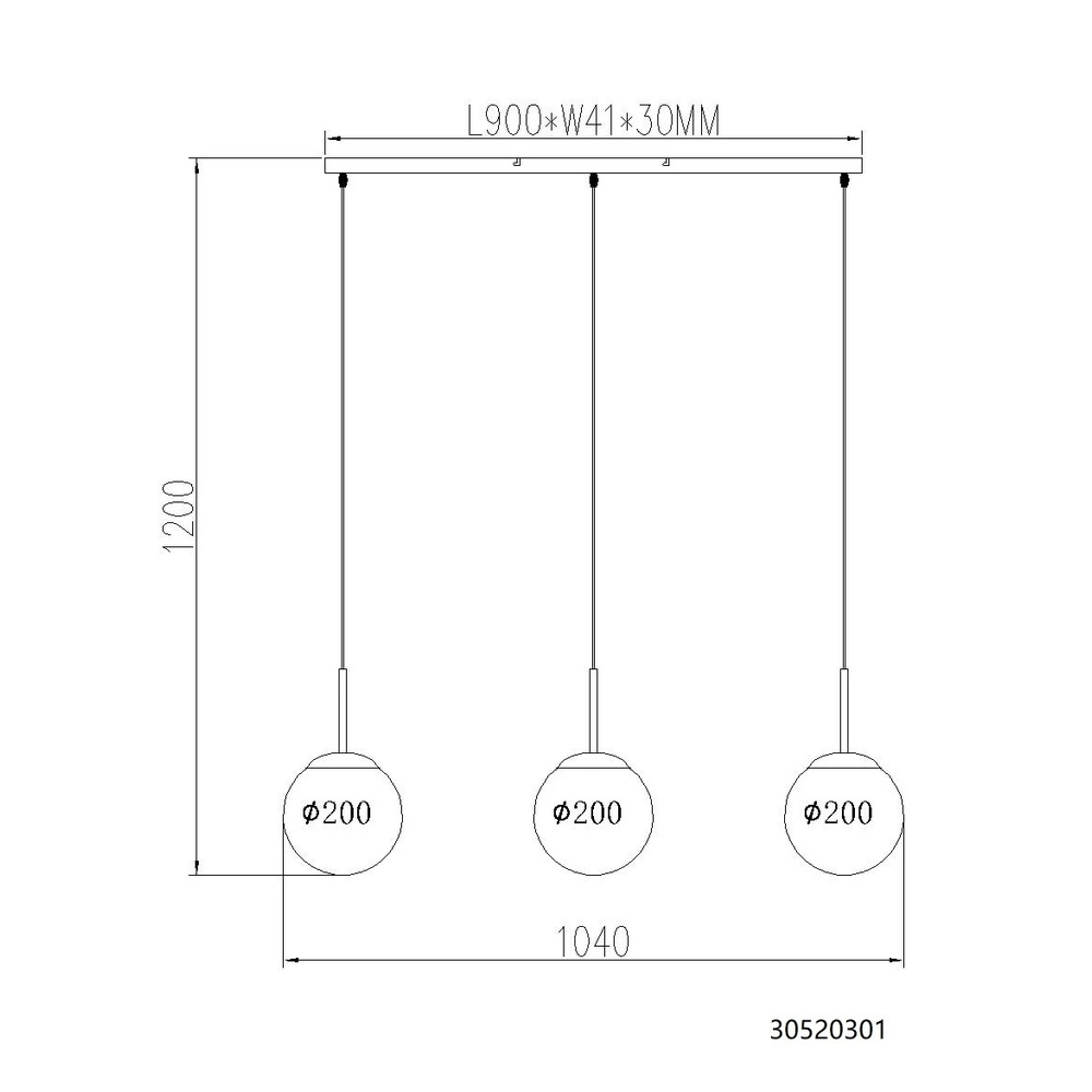 Lampe pendante de conception Kop Nickel 3-léger droit Globo 9007371516995