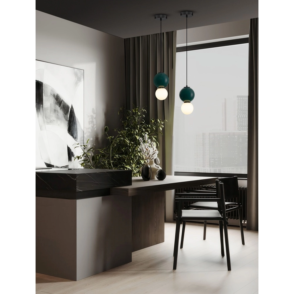 Suspension Noesis Ø 15cm vert avec blanc Lyora 5212017483720