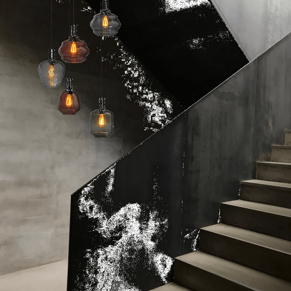 Suspension loft 5 lumières - noire - Porto avec des lunettes différentes Masterlight 8718121271248