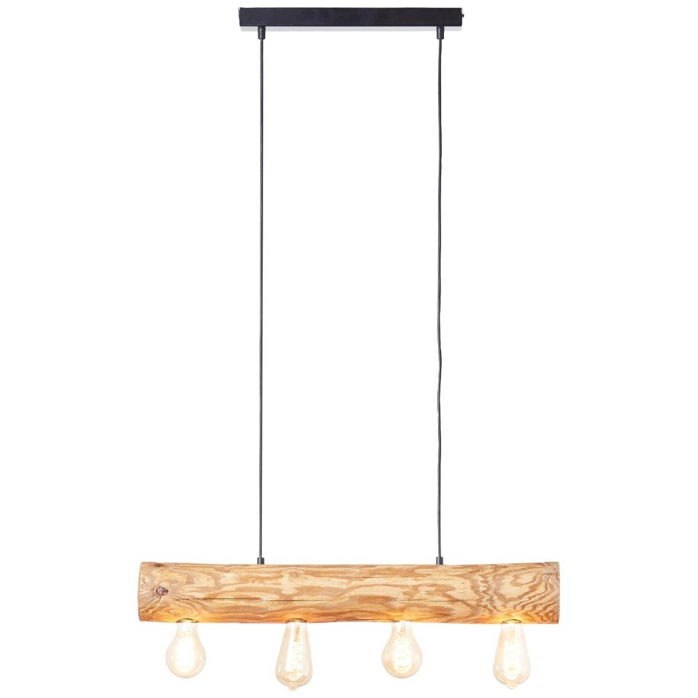 Lampe suspendue en bois Trabo Bois 4 lumières avec noir Brilliant 4004353393518