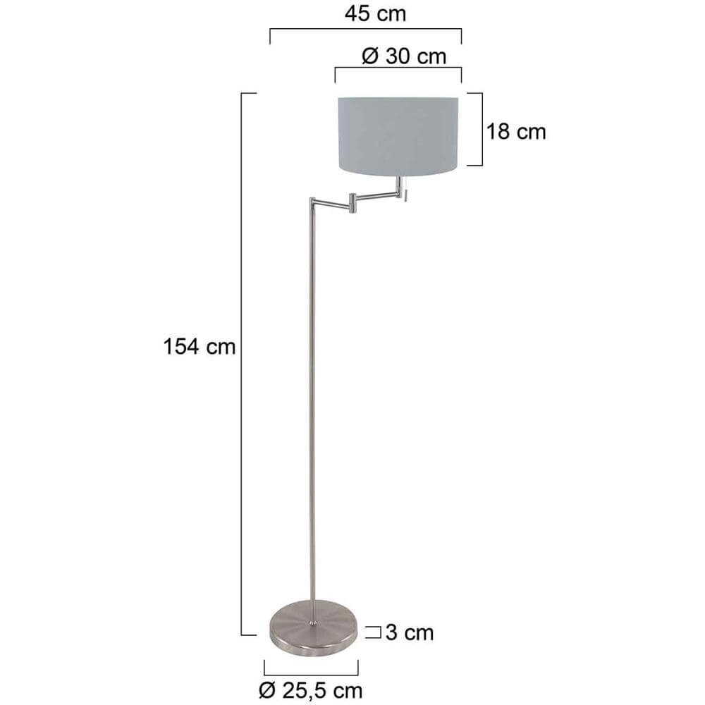 Lampadaire Bella métal avec abat-jour bleu clair Steinhauer 8712746174564