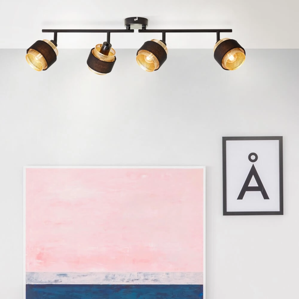 Plafonnier 4 lumières Grove noir avec de l'or Brilliant 4004353424120