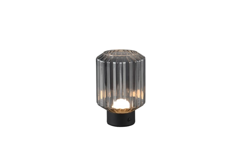 Lampe de table rechargeable Lord avec verre fumé Lampe de table rechargeable Lord avec verre fumé
