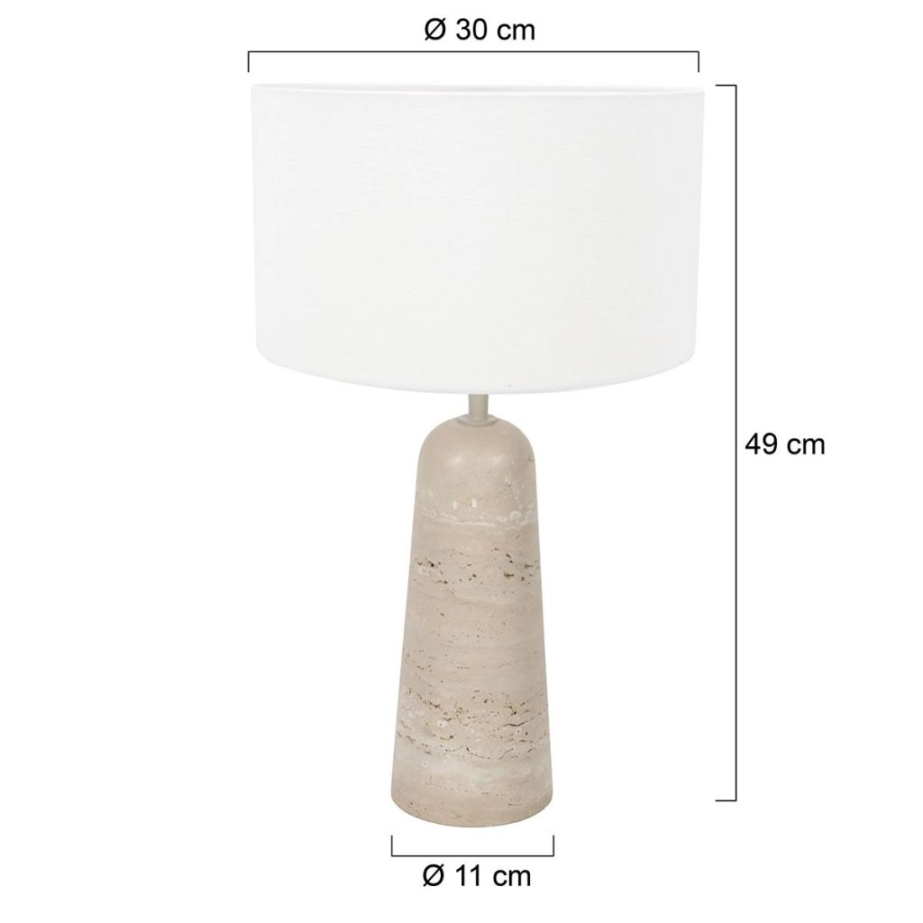 Lampe de table en pierre Travino avec une teinte blanche Ø30cm Steinhauer 8712746183474