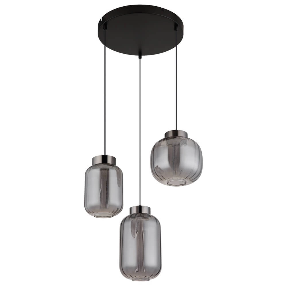 Suspension ronde Fluoro 3 lumières noir Globo 9007371474349