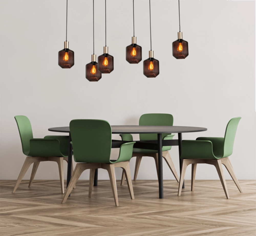 Lampe suspendue 6 lumières - dorée - Porto avec verres rouges Jagger Masterlight 8718121270548