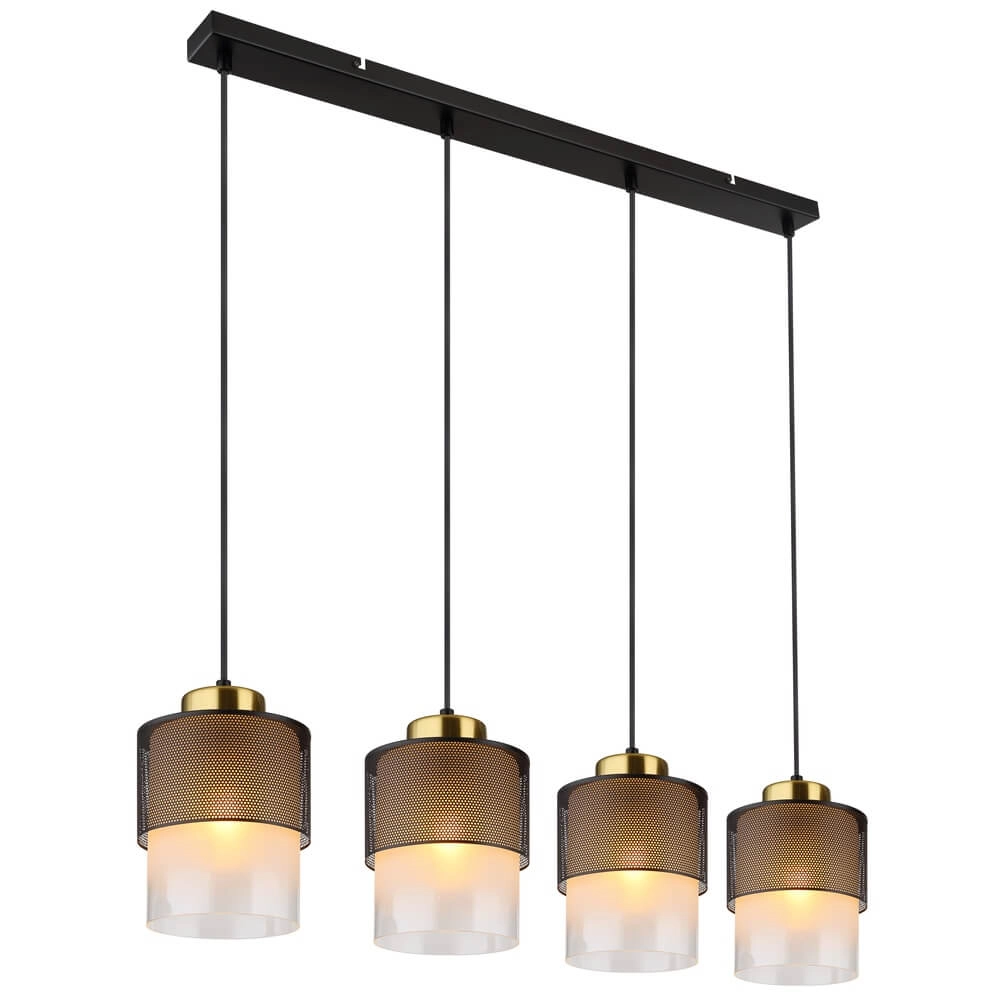 Suspension Olga 4 lumières noires avec maille Suspension Olga 4 lumières noires avec maille