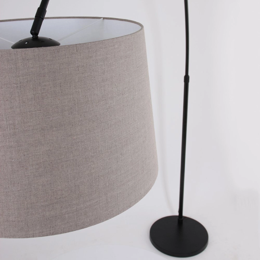 Lampe à arc Stresa noir avec abat-jour en lin Steinhauer 8712746106633