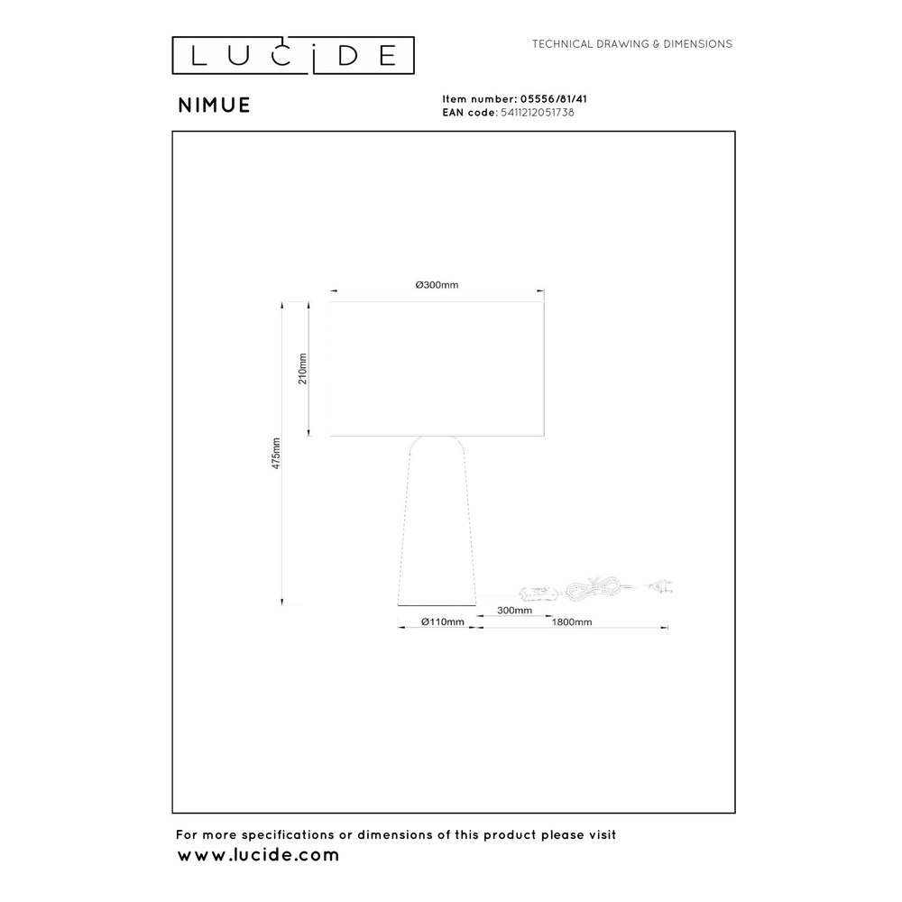 Lampe de table Nimue Ø taupe 30 cm Lucide 5411212051738