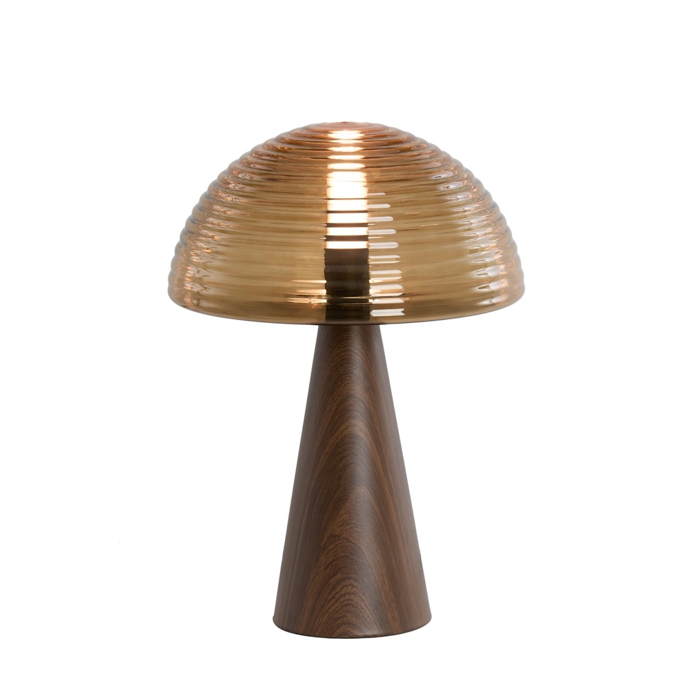 Lampe de table Mueda avec du verre brun et du bois foncé Light & Living 8717807760922
