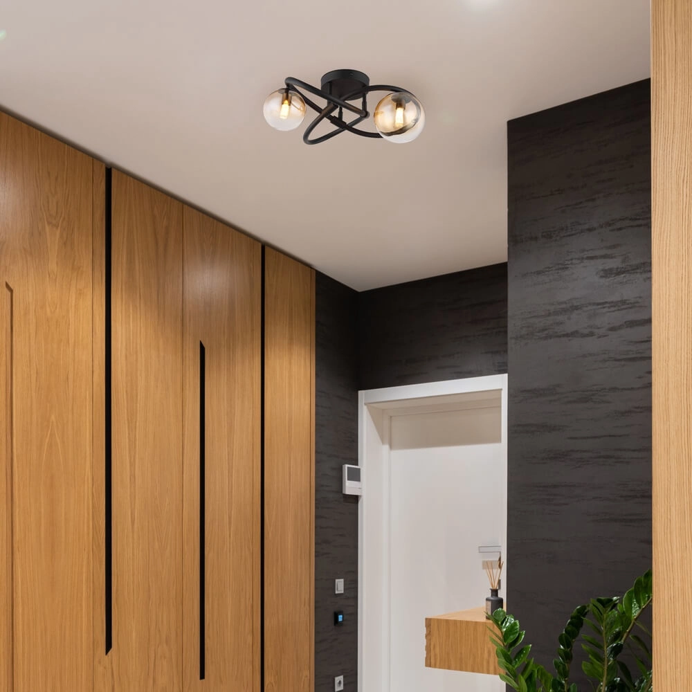 Plafonnier noir Tuberius Design 2-lumière Globo 9007371458431