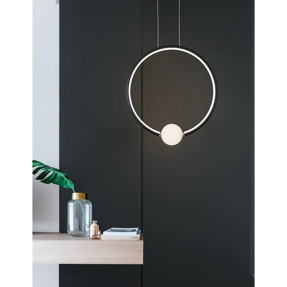Suspension Celia noir avec rond blanc