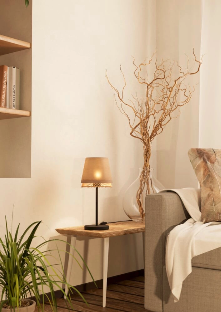 Lampe de table Tabley lin avec rotin Eglo 9002759439774