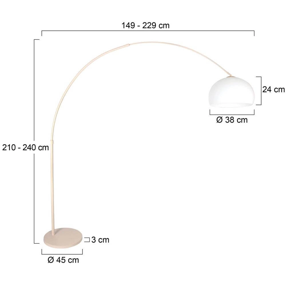 Lampe à arc Sparkled Light crème avec abat-jour boule blanche Ø 45cm Steinhauer 8712746179958