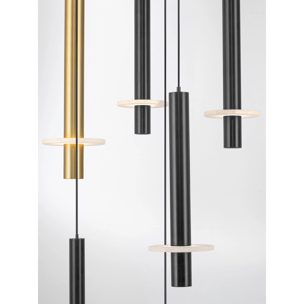 Lampe pendante de conception Noemi noir avec blanc et or Ø 72cm Lyora 5212063503335