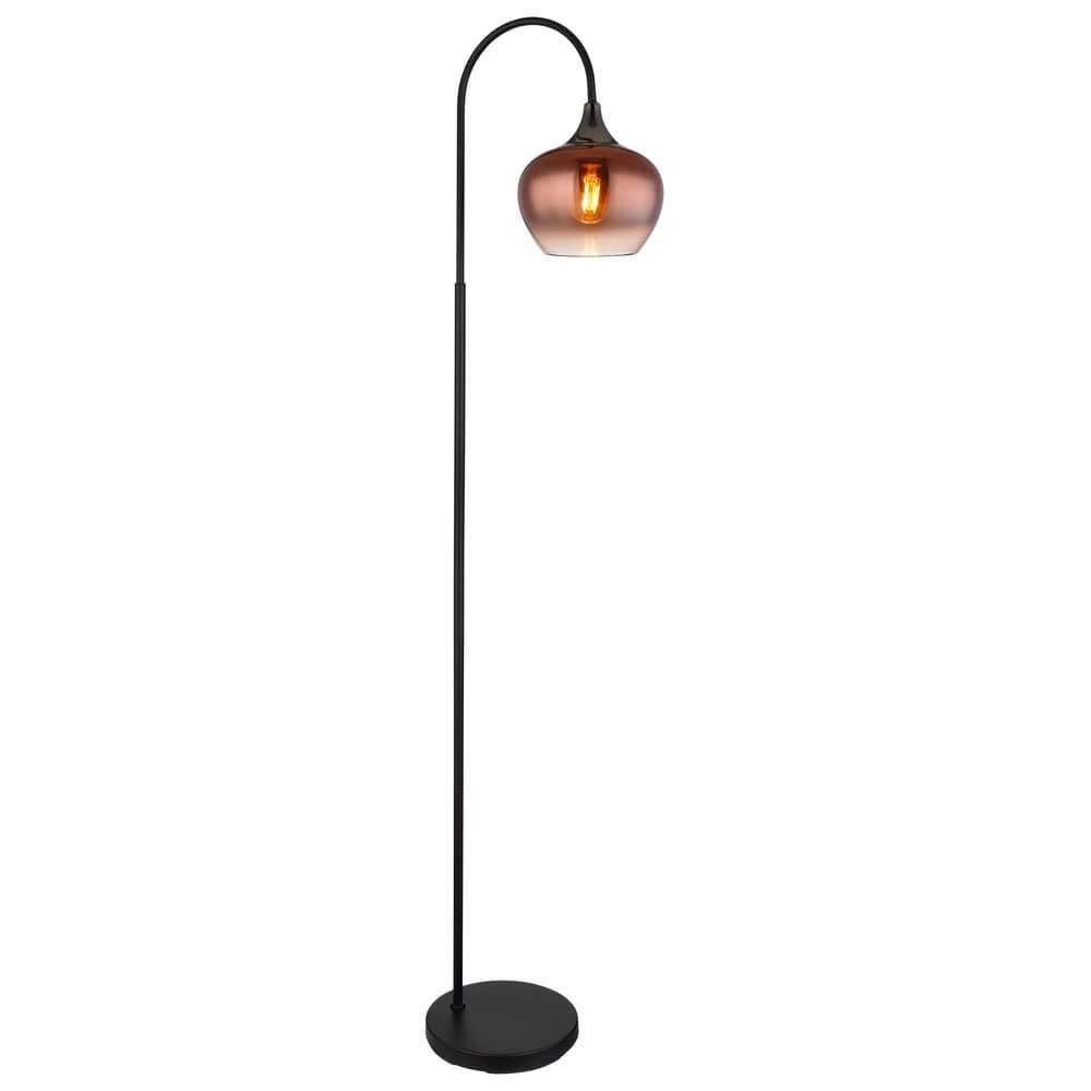 Lampadaire noir Maxy avec verre rouge simple Lampadaire noir Maxy avec verre rouge simple
