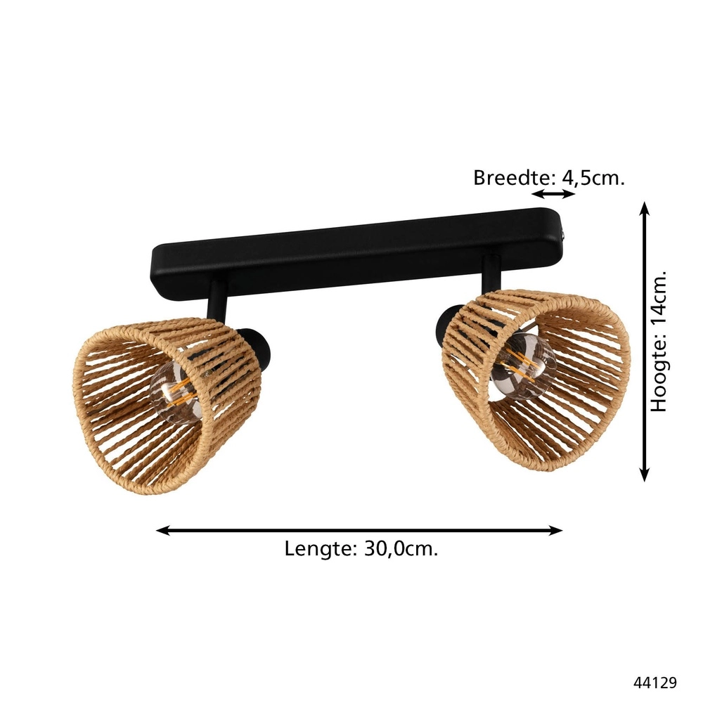 Plafonnier Keelby Rotin 2 lumières Eglo 9008606359639