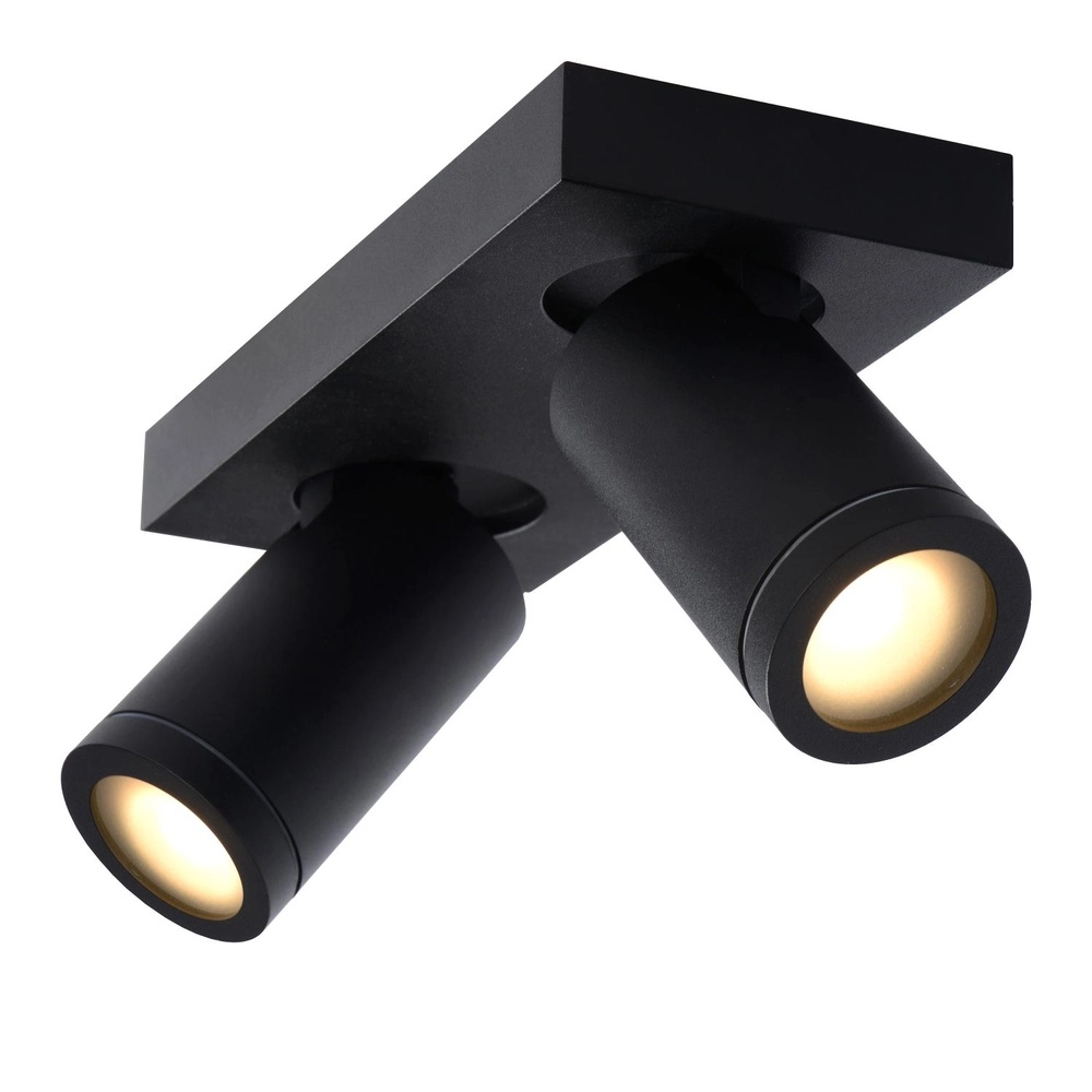 Projecteur de plafond Taylor IP44 noir à deux lumières Lucide 5411212092632