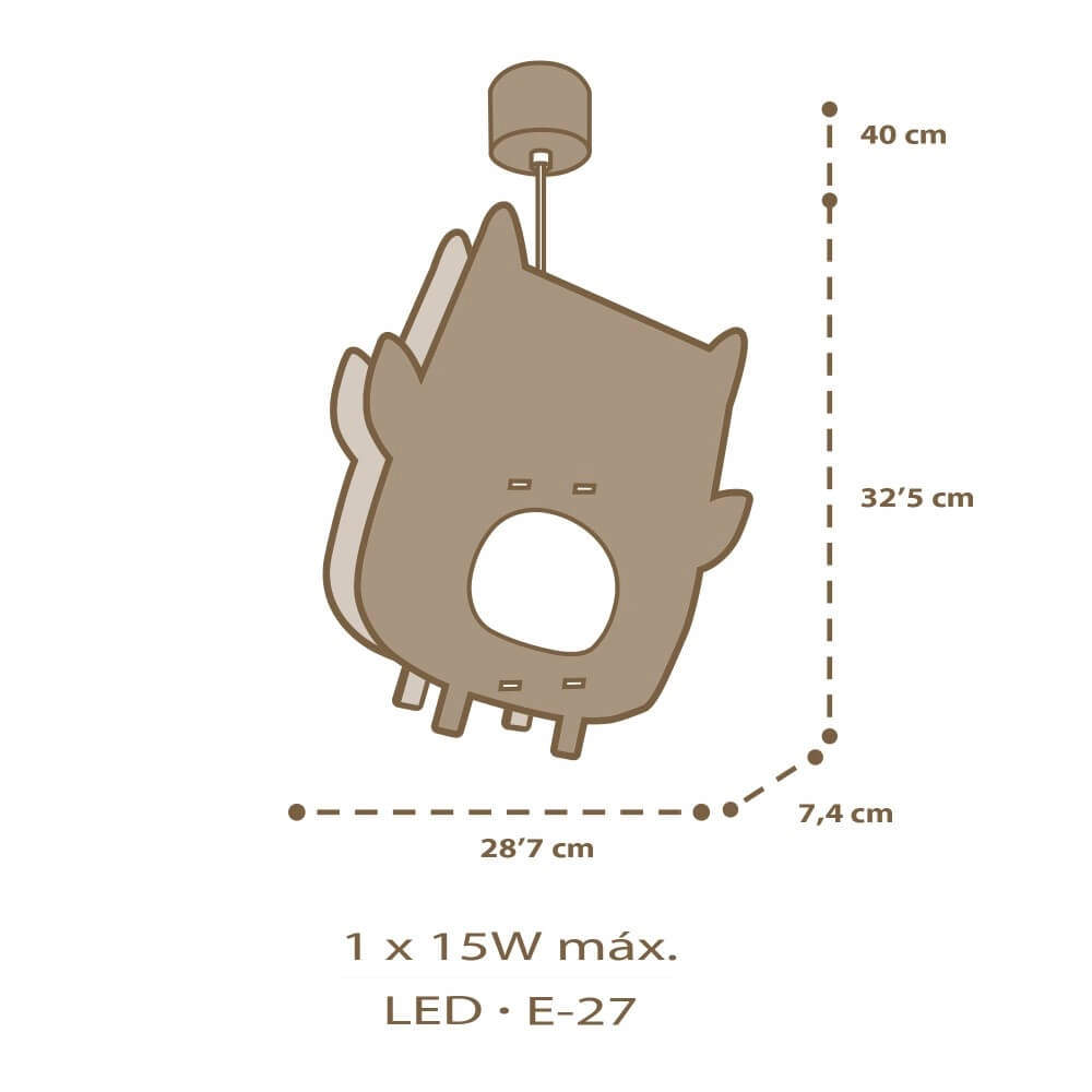 Suspension chambre d’enfant Owl Ø 25cm x 50cm blanc Dalber 8420406633978