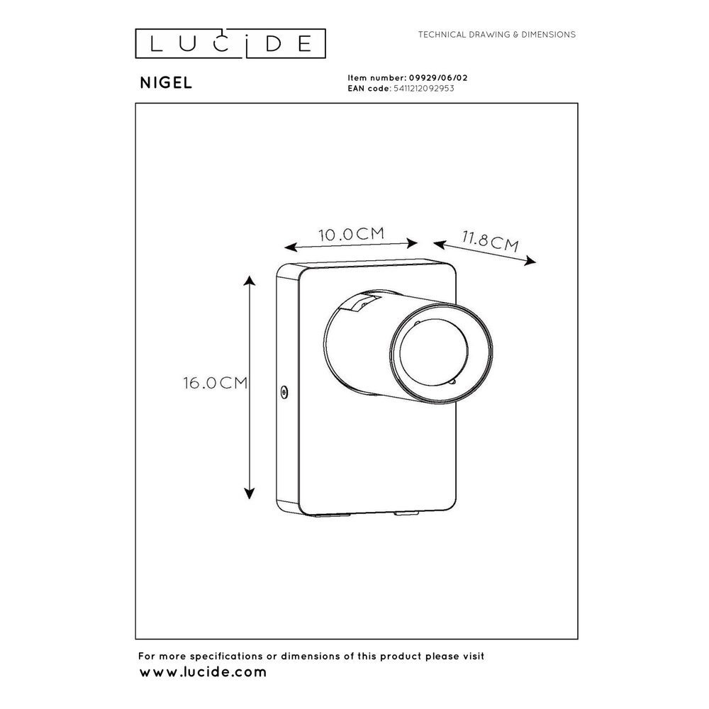 Lampe de chevet Nigel avec point de charge USB doré Lucide 5411212092953