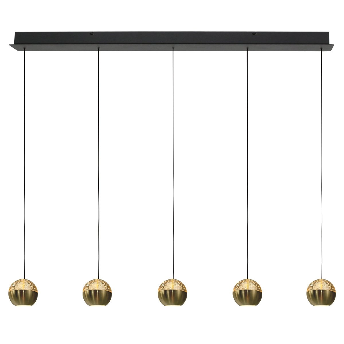 Lampe pendante de table à manger à 5 lumières Belluno LED - laiton or avec verre Steinhauer 8712746183894