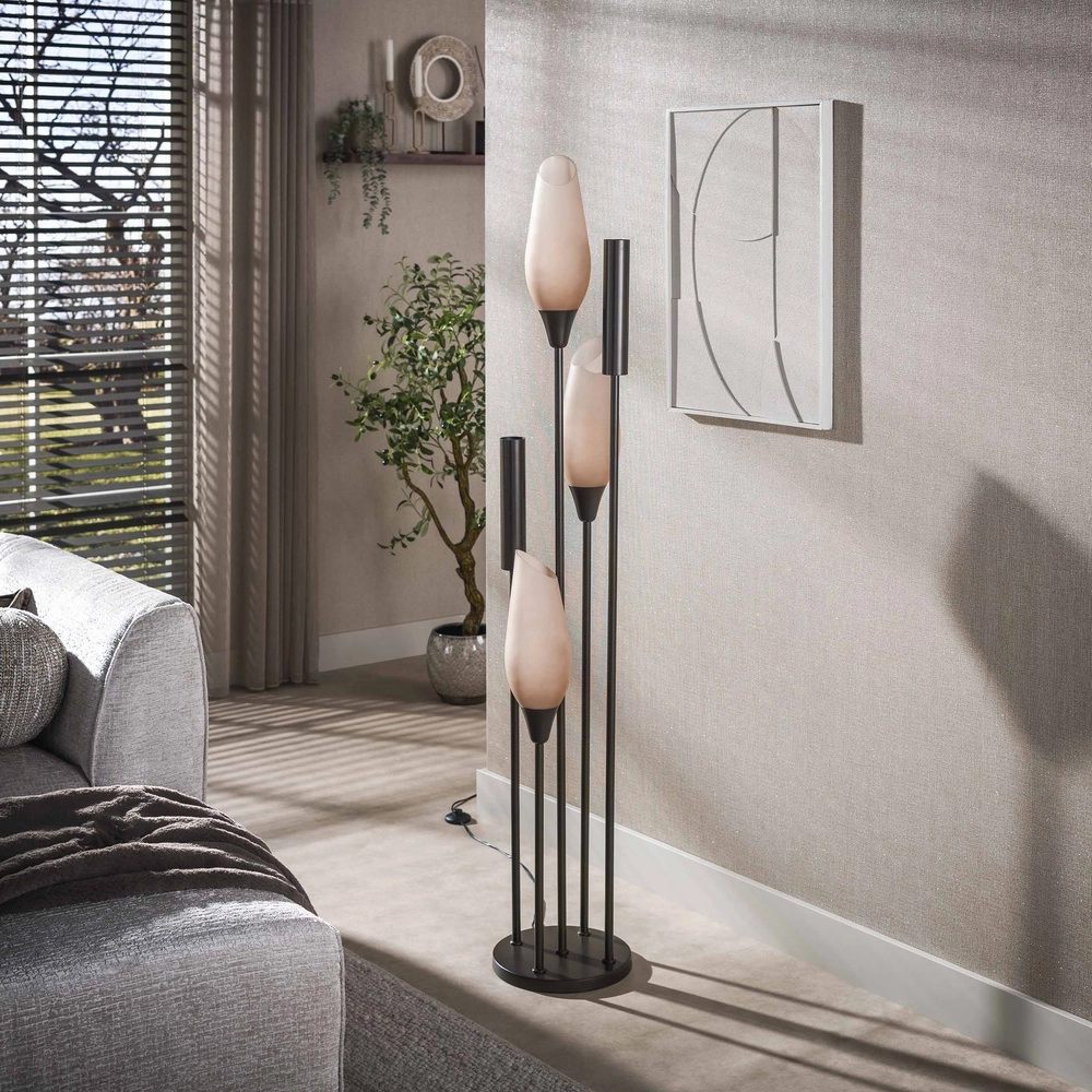 Lampe sur pied élégante Cocoon 3x E27 - 2x GU10 - verre dépoli Lyora 8716803511927
